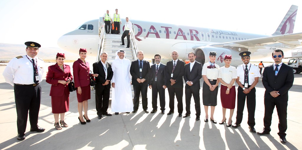 Coach Soukaina with the airline crew